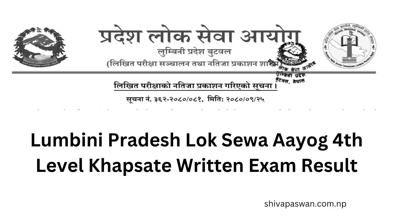 Lumbini Pradesh Lok Sewa Aayog 4th Level Khapsate Written Exam Result 1
