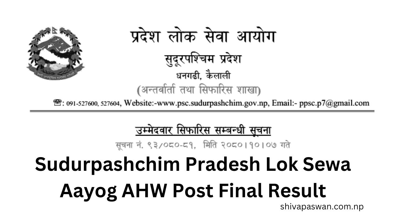 Sudurpashchim Pradesh Lok Sewa Aayog AHW Post Final Result 1