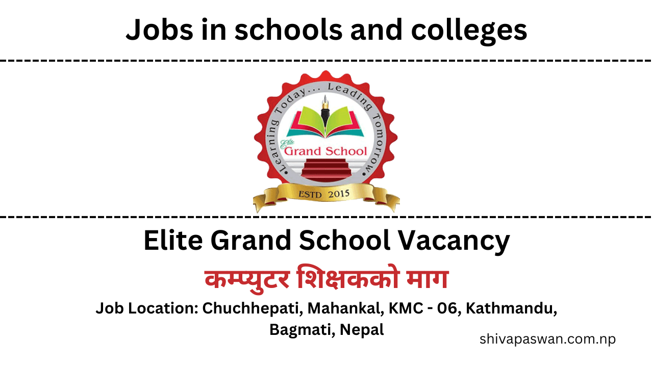 Elite Grand School Vacancy For Computer Teachers