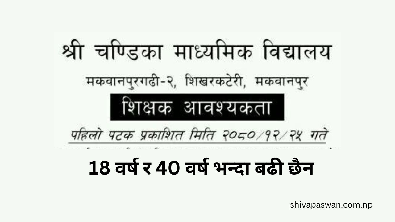 Teacher Requirement in Sri Chandika Secondary School