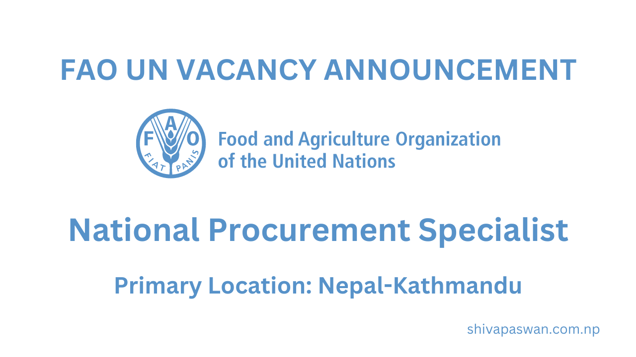 FAO UN Vacancy for National Procurement Specialist 1