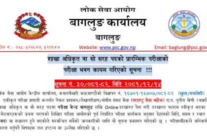 Lok Sewa Aayog Baglung Shakha Adhikrit First Phase Exam Center 2081