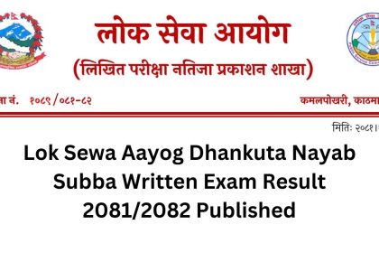 Lok Sewa Aayog Dhankuta Nayab Subba Written Exam Result 2081/2082 Published