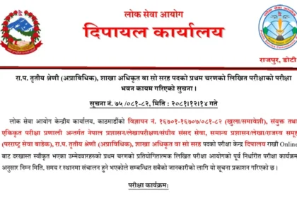 Lok Sewa Aayog Dipayal Shakha Adhikrit First Phase Exam Center 2081