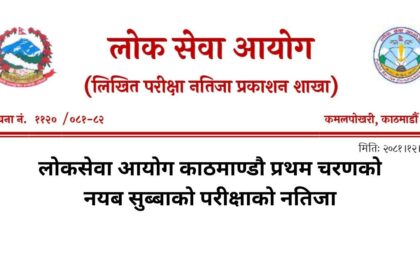 Lok Sewa Aayog Kathmandu First Phase Exam Result for Nayab Subba 2081