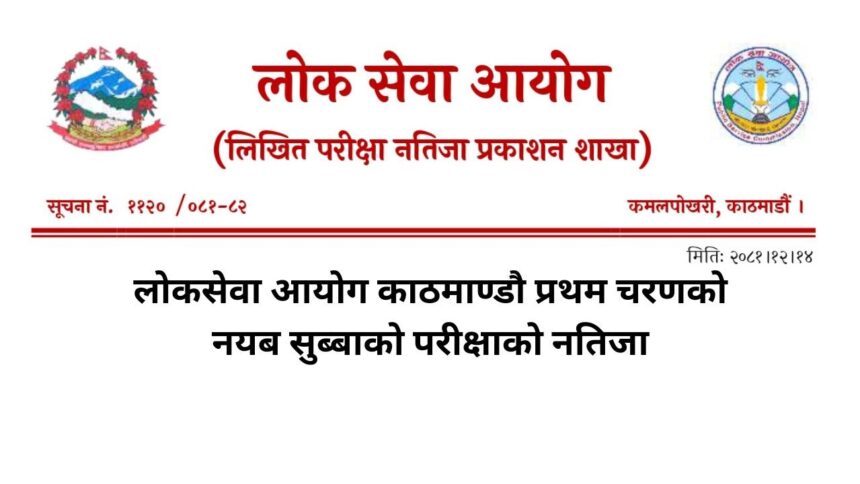 Lok Sewa Aayog Kathmandu First Phase Exam Result for Nayab Subba 2081