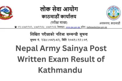 Nepal Army Sainya Post Written Exam Result of Kathmandu 2081