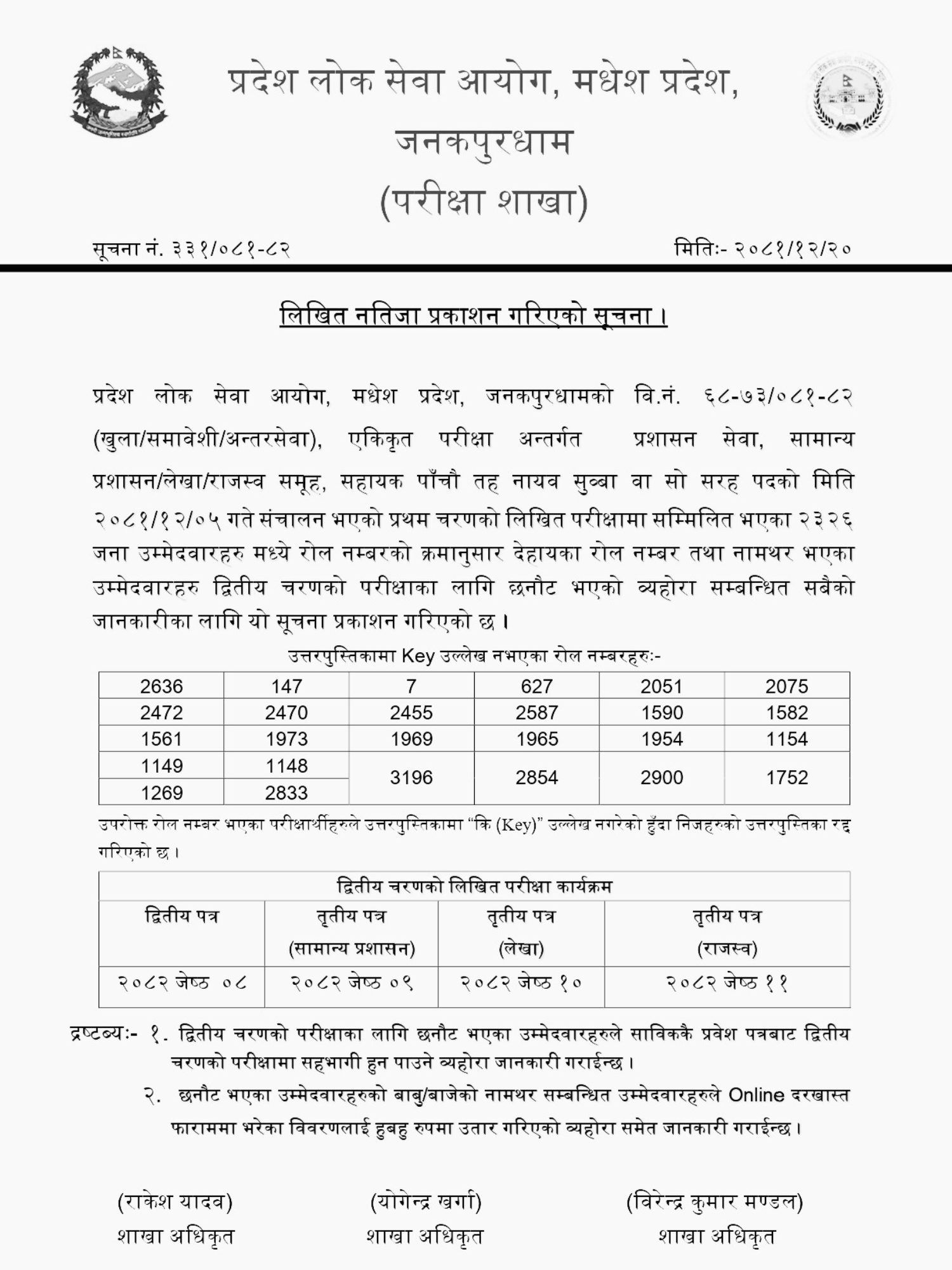 Lok Sewa Aayog 5th Level Assistant Written Exam Result 2081 2 Lok Sewa Aayog Administrative Assistant Fifth Level Written Result Publication Notice