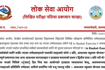 Lok Sewa Aayog Exam Result Justice Service, Law Group, Under Secretary (Gazetted Second Class) – PSC Nepal