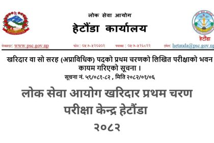 Lok Sewa Aayog Kharidar First Phase Exam Center Hetauda 2082