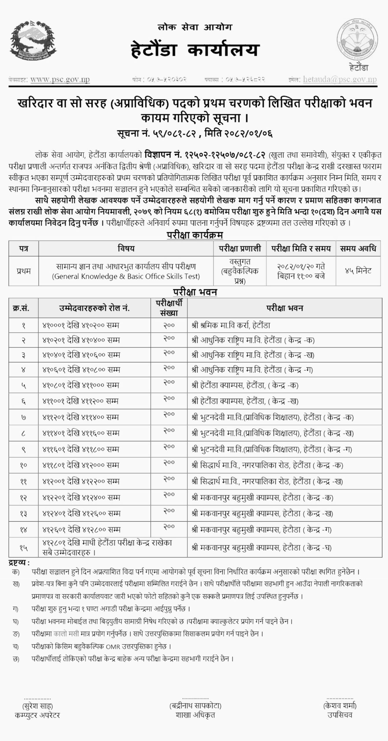 Lok Sewa Aayog Kharidar First Phase Exam Center Hetauda 2082 2 Public Service Commission Kharidar First Phase Exam Center Hetauda 2082 scaled