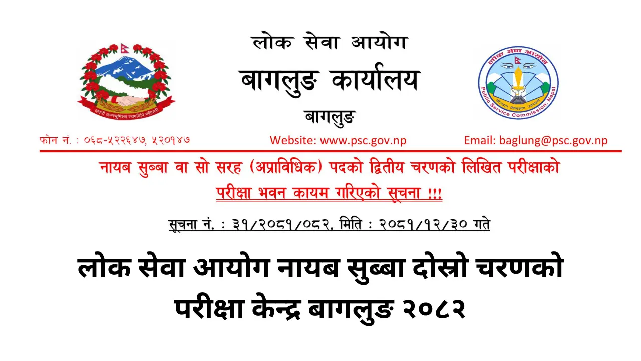 Public Service Commission Nayab Subba Second Phase Examination Center Baglung 2082