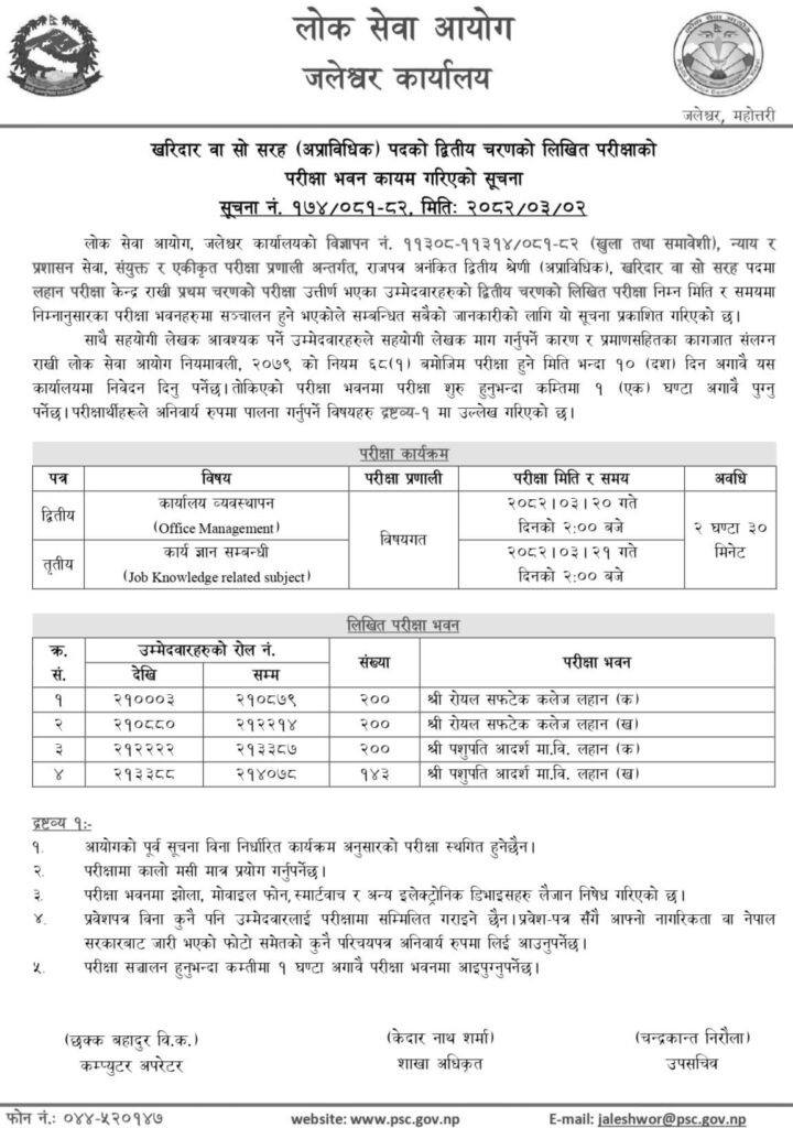 Lok Sewa Aayog Kharidar Second Phase Exam Centers Lahan 2 Lok Sewa Aayog Kharidar Second Phase Exam Centers Lahan 1