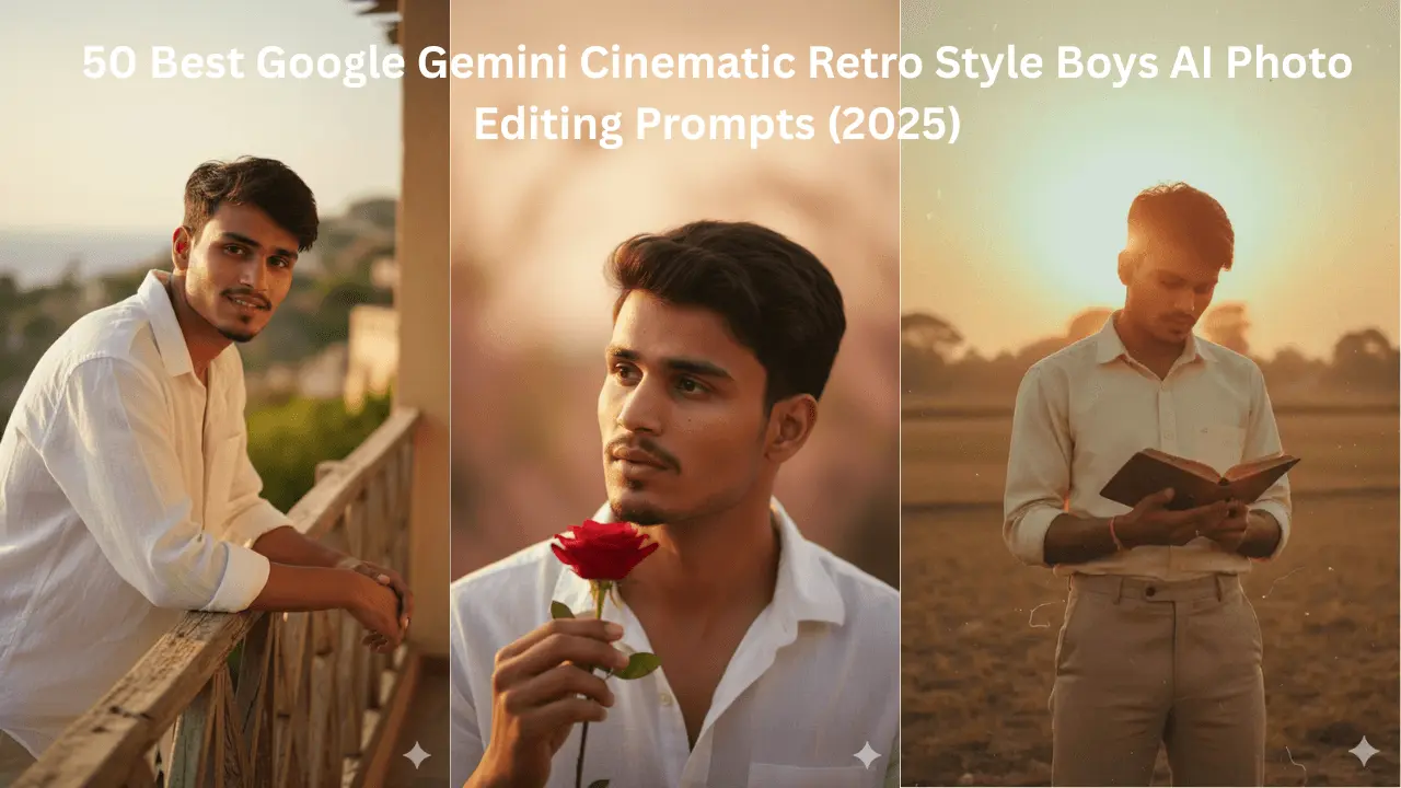 50 Best Google Gemini Cinematic Retro Style Boys AI Photo Editing Prompts (2025)