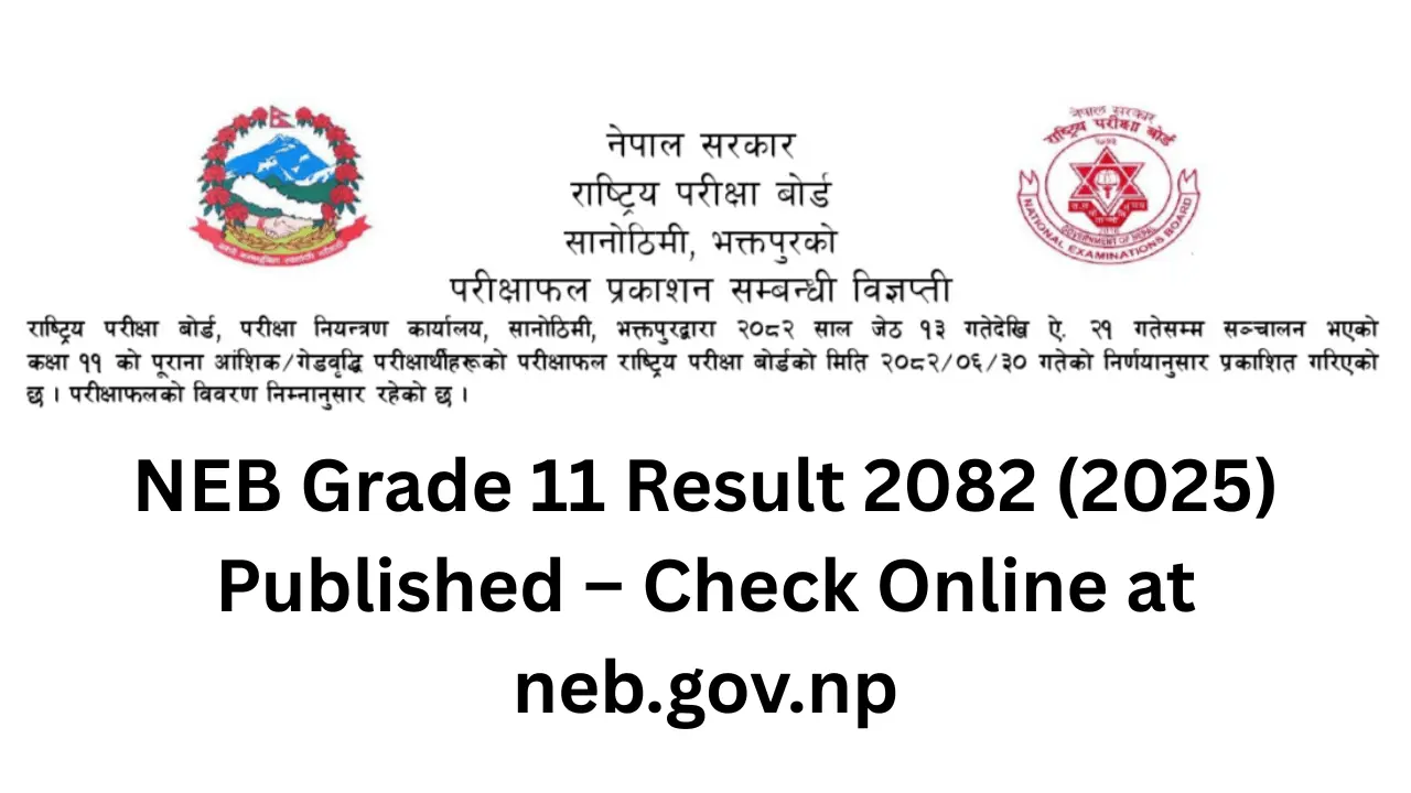 NEB Grade 11 Result 2082 (2025) Published – Check Online at neb.gov.np