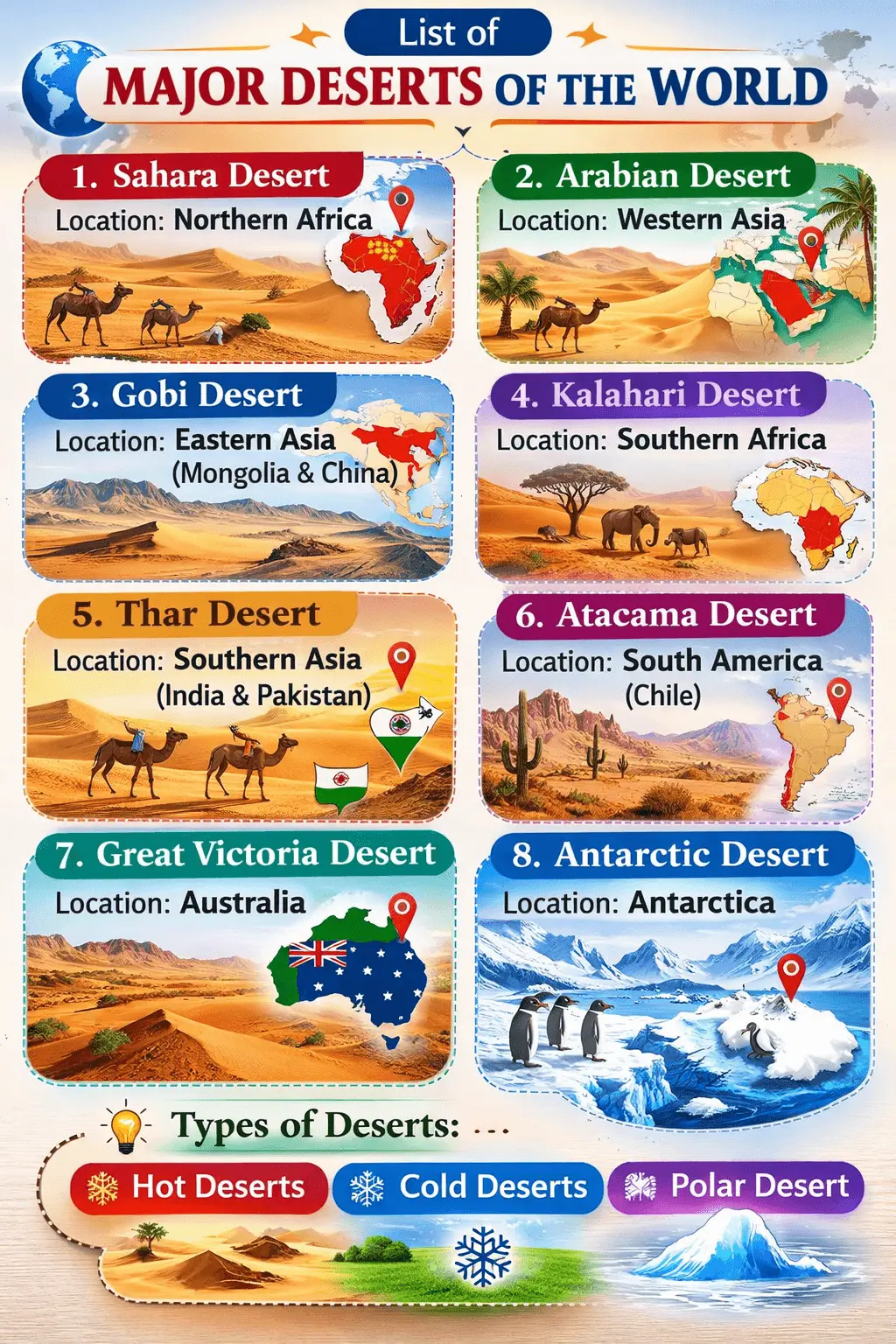Major Deserts of the World – Easy 30-Second Memory Trick for Loksewa PSC GK 2026 2 World Major Deserts List with Locations
