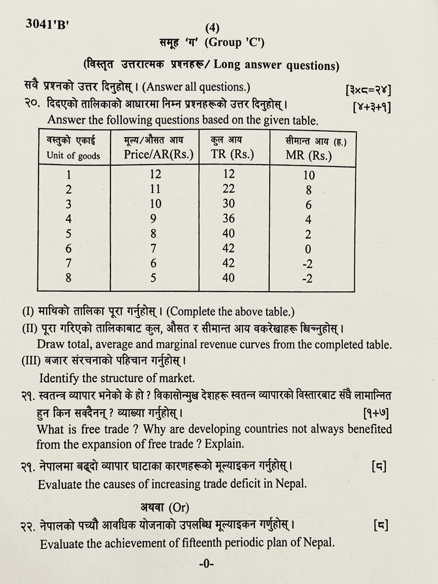 Class 12 Economics Model Question 2083 4 1
