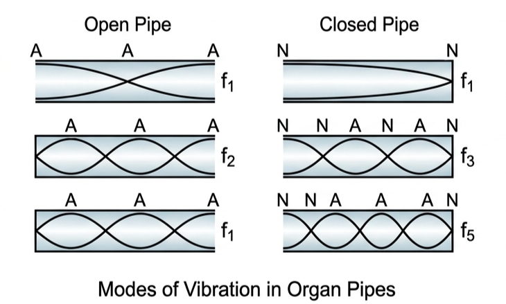 Modes of Vibration in Organ Pipes
