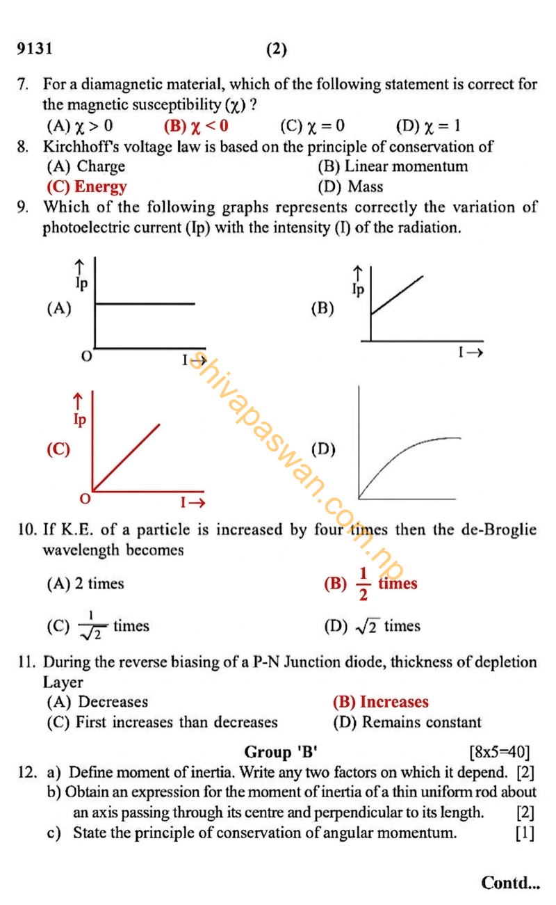 NEB Class 12 Physics Technical Stream Model Question 2082 83 with Solutions 2