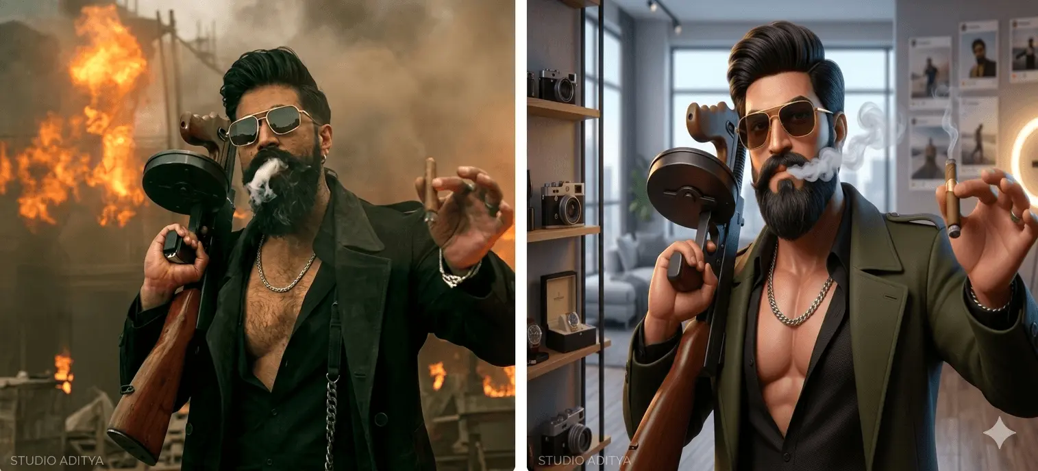Turn Your Photo Into Pixar Character in Seconds Yash (Rocky Bhai)